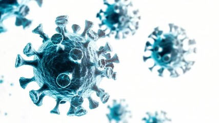 Poster - Close-up of multiple coronavirus particles, often seen in medical research and educational settings