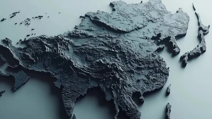 Poster - A 3D map of Asia continent on a blue background, great for presentations and educational purposes