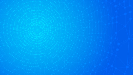 Leinwandbilder - Technology abstract background. Dots connected by lines. Minimalist mesh backdrop. Abstract polygonal radial shape. Plexus circles.