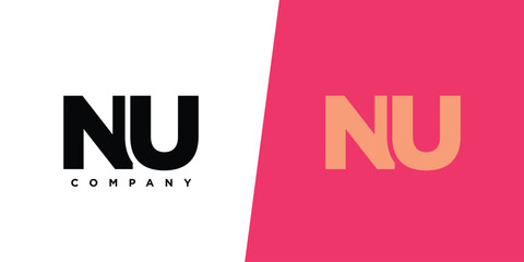 Aufkleber - Letter N and U, NU logo design template. Minimal monogram initial based logotype.