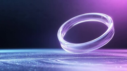 Aufkleber - Enchanting Glow Ring: An exquisitely crafted glass ring, radiating an ethereal luminescence, floats serenely against a gradient backdrop of violet and blue.