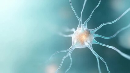Aufkleber - Neuron Cell Microscopic View: Intricate details of a single neuron cell, showcasing its nucleus and dendrites, extending outwards in a complex network.