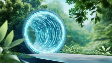 Poster - Portal to the Unknown: A mesmerizing digital artwork depicts a vibrant, energy-filled portal opening onto a mysterious world, drawing viewers into a realm of limitless possibilities.