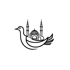 Poster - Creative icon set featuring a bird and a mosque design ideal for cultural and artistic projects