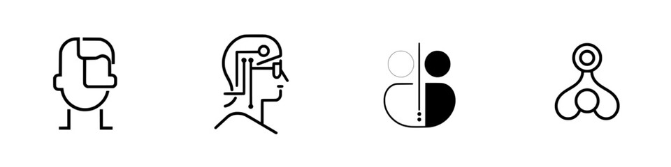 Poster - Icon set featuring various designs of abstract faces and shapes suitable for technology and digital themes