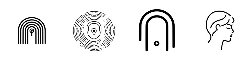 Poster - Diverse icon set featuring abstract designs representing security, identity, and human profile