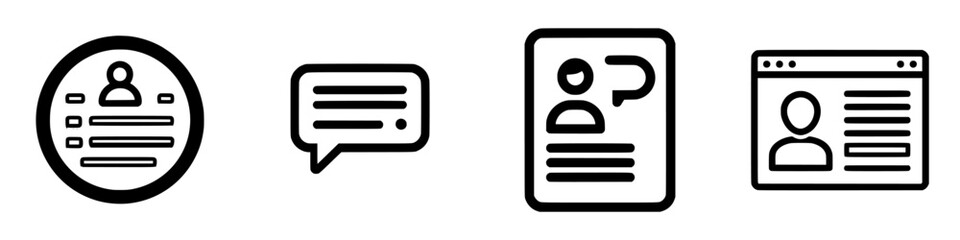 Poster - Icon set featuring user profiles, speech bubbles, and web layouts for design and communication applications