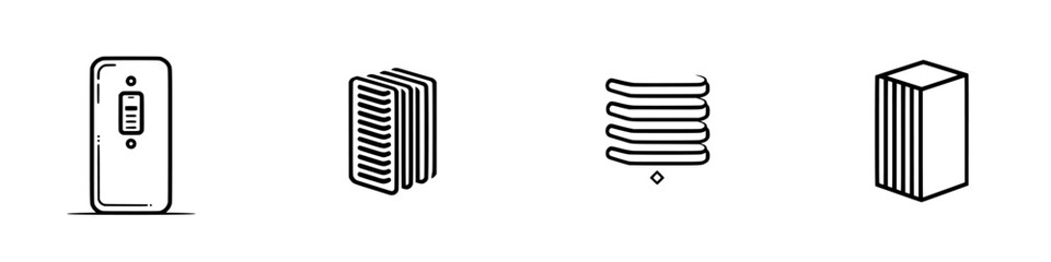 Poster - Collection of minimalist icons representing various shapes and forms in a monochromatic style