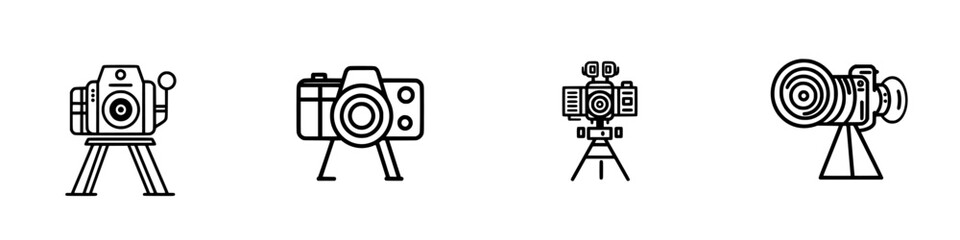 Poster - Collection of various camera icons showcasing different styles and designs for graphic projects related to photography