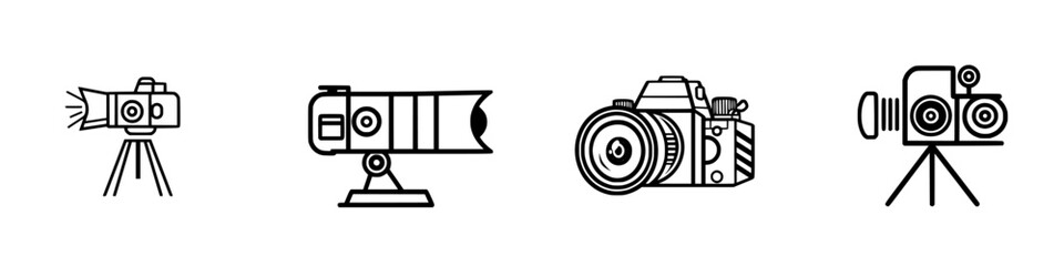 Poster - Set of various camera icons depicting photography tools for creative projects and digital design