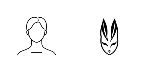 Poster - Stylized icon set featuring a person and a mask design suitable for various applications and digital interfaces
