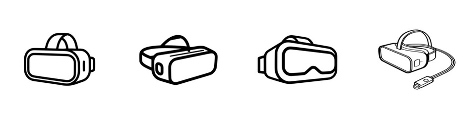 Poster - Collection of simplistic virtual reality headset icons suitable for digital design projects