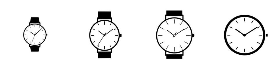 Poster - Stylish icon set featuring various watch designs in minimalist style suitable for modern applications