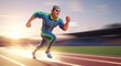 © Ramlan - Determined Athlete Running on Track at Sunset, 3D Cartoon Illustration
