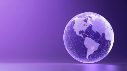 Poster - Global Vision: A luminous globe radiates on a gradient purple backdrop, symbolizing interconnectedness, global awareness, and the wonders of our planet. 