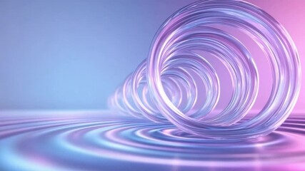 Leinwandbilder - Enigmatic Rings: A mesmerizing arrangement of interconnected rings creates a captivating scene of depth and movement, highlighted by an ethereal color palette.