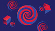 © RABE - Abstract composition of spiraling geometric shapes with gradient blue and red colors