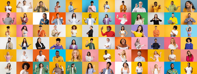 Poster - A vibrant collection features diverse individuals from various backgrounds, each demonstrating unique expressions and lifestyles.