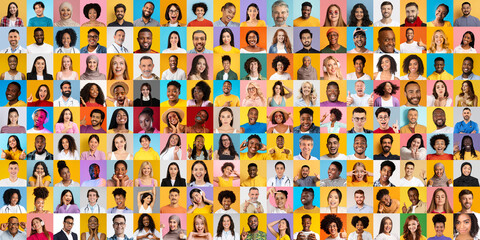 Poster - This vibrant collage features diverse individuals from various backgrounds, all smiling and displaying unique styles. Each person adds to the rich tapestry of expression and lifestyle.