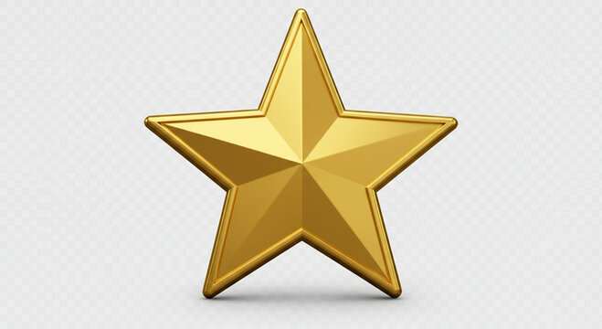 3D rendered golden star isolated on a white background, perfect for awards or achievements