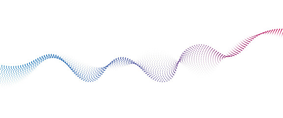 Leinwandbilder - Flowing Dot Wave halftone gradient pattern on transparent background	
