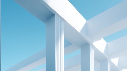 Aufkleber - Beautiful airy widescreen minimalistic white and light blue architectural background banner with tilted columns