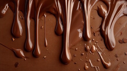 Poster - Melted chocolate background, brown liquid swirls