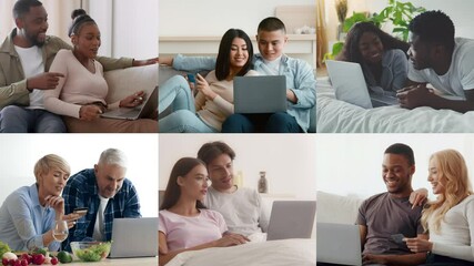 Poster - A group of diverse individuals engage with laptops in a cozy indoor setting. They share experiences, ideas, and laughter while working together on projects, fostering collaboration and connection.