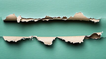 Poster - Torn paper pieces on teal background, minimalist design