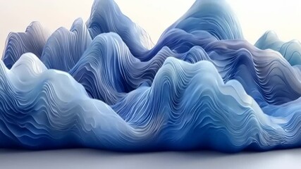 Abstract Blue Topographic Waves, Modern Aesthetic Background with Geometric Contour Lines