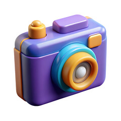 Aufkleber - A whimsically retro 3D camera reminiscent of childhood toys beckons you to on transparent background