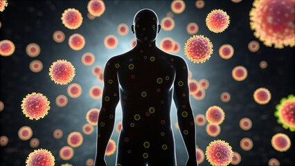 Aufkleber - Immune Cells Attacking Viruses in a Healthy Human Body Illustration