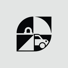 Poster - Abstract automobile and lock illustration representing security and transportation concepts