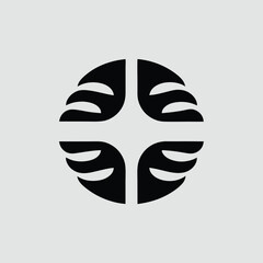 Fototapete - Abstract black wing symbol design on white background ideal for creative branding