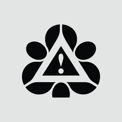 Poster - Abstract geometric design with warning sign and petal like elements illustration