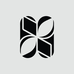 Poster - Abstract geometric logo design featuring a modern black and white shape