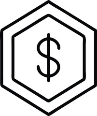 Poster - Black silhouette design depicting a token hexagon shape with a dollar symbol