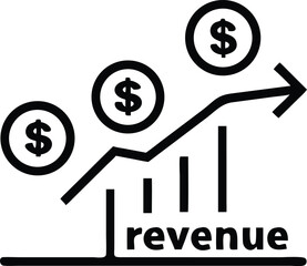 Poster - Black silhouette of a revenue chart with dollar symbol for financial concepts