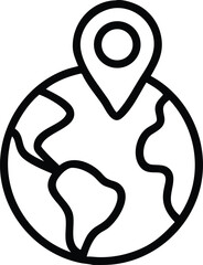 Poster - Black silhouette of a localization pin on a globe representing location mapping