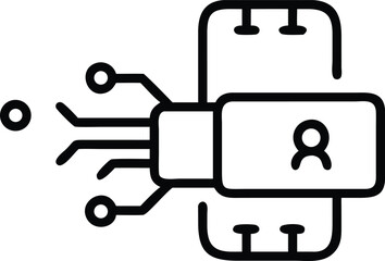 Poster - Black silhouette of a security lock featuring integrated circuitry design
