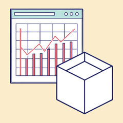 Poster - Business graph depicting sales and profit growth in box presentation modern illustration