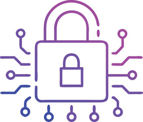 Poster - Digital security and data protection concept featuring a circuit board and padlock illustration