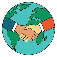 Poster - Global partnership illustrative artwork depicting worldwide cooperation and collaboration