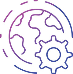 Poster - Global technology and sustainable progress icon in neon gradient style