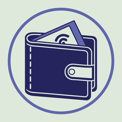 Poster - Modern digital wallet representing contactless payment in simple vector icon illustration