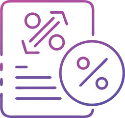 Poster - Percentage symbol on a document icon with arrows in a modern design.