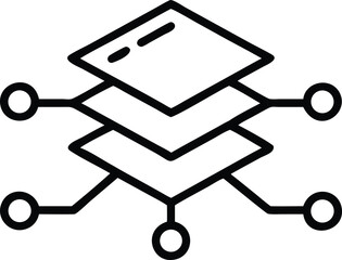 Poster - Silhouette of a platform with layers and tech nodes graphic illustration