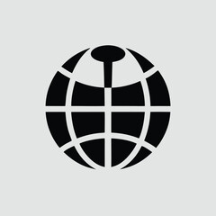 Poster - Simple silhouette globe icon in black suitable for web design and branding projects
