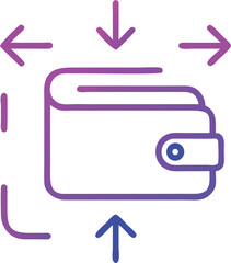 Poster - Wallet icon with arrows illustrating financial transactions and money movement