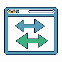 Poster - Website window showing arrows indicating data exchange or transfer process